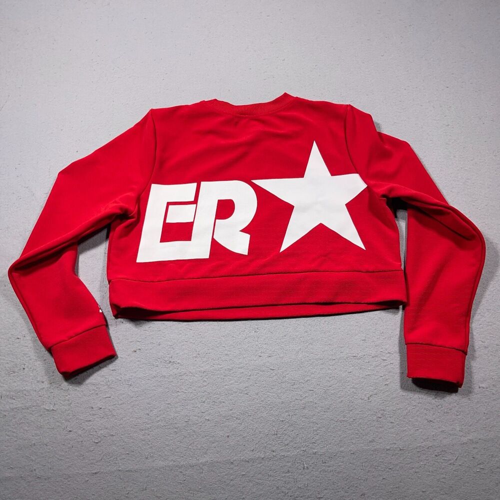 Starter‎ Sweatshirt Women XL Crop Sweater Red SPELLOUT Long Sleeve - Picture 8 of 10